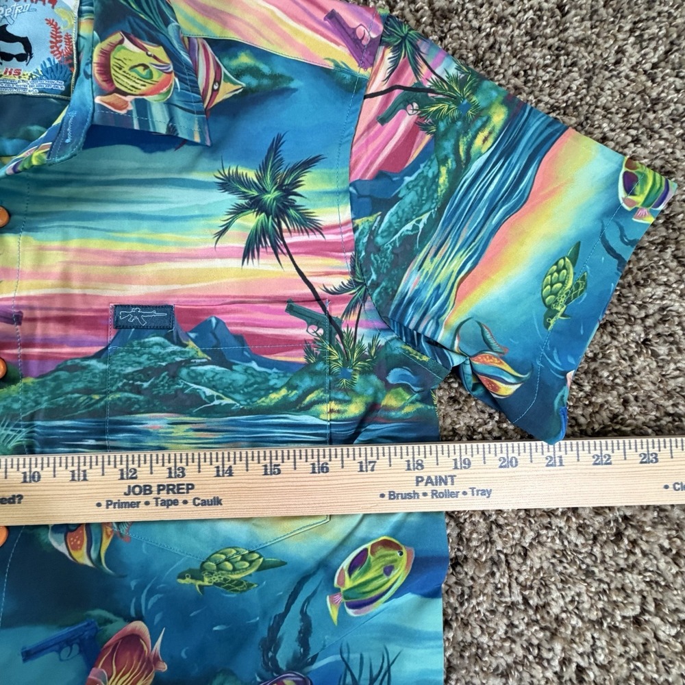 Retro Rifle VENTURA V4 Detective Ocean Print Hawaiian Button Down Shirt XS - Picture 8 of 10